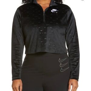 Nike Air Crop Quarter Zip Velour Sweatshirt